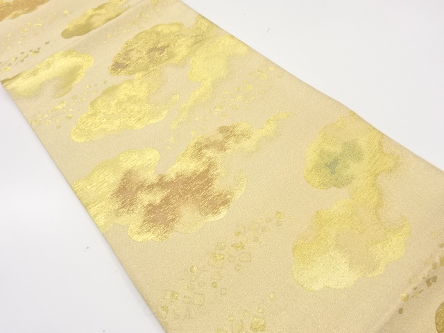 JAPANESE KIMONO / ANTIQUE FUKURO OBI / SILK / TSUZURE / WOVEN CLOUD